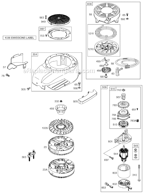 Page F Diagram and Parts List for 12D600SERIES 0015-0119 Briggs and Stratton Engine